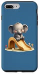 iPhone 7 Plus/8 Plus Blue Adorable Elephant on Slide Cute Animal Theme Case