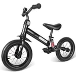 YARUMD FOOD Balance Bike,12" Carbon Steel Frame No Pedal Walking Bike,with Air Tires Training Bicycle,for Kids And Toddlers 3- To 10 Years,Black