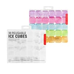 Kikkerland Clear Reusable Ice Cubes 2X30 Pcs - Bundle
