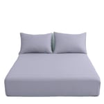 Extra Deep 40cm/16 Fitted Sheet | 100% Polycotton Plain Dyed Solid Colour | Easy Care Hotel Quality Bedding (Grey, King)