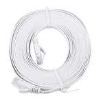 Cat 6 Ethernet Cable 5m, Flat CAT6 Internet Network Cable RJ45 Computer Lan Cable Router Cable High Speed Gigabit Networking Patch Cable Cord(White)