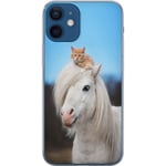 Apple iPhone 12 mini Transparent Mobilskal Katt och Häst