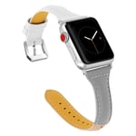 Apple Watch Series 4 40mm tri-color genuine leather watch band - White / Grey Khaki Brun
