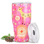 ZONZHI Travel Mug -500ML Insulated Coffee Cups-Leakproof-Reusable Thermos Mug,Vacuum Insulated Flask with BPA Free Lid,Straws & Free Cleaning Brush -for Coffee,Tea,Juice,Milk& etc
