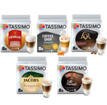 Tassimo Coffee Latte Macchiato Selection- Baileys/L'OR Latte Macchiato/Coffeeshop Selection Toffee-Nut Latte/Jacobs Latte Macchiato Vanilla/Gevalia Latte Macchiato Coffee Pods - 5 Packs (40 Servings)