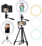 Ring Light,10" Ring Light with Tripod Stand & Phone Holder, Selfie Ring Lights with 3 Color and 10 Brightness Level for Makeup, Live Streaming, Tiktok, YouTube, Vlog, Photography