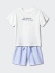 Mango Kids' The Coolest Version of Dad Shorts Pyjamas, Natural White/Blue