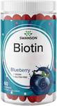 Swanson, Biotin Gummies, 5000Mcg, Blueberry Flavour, 60 Vegan Gummies, Gelatine