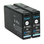 2 Go Inks Cyan Ink Cartridges to replace Epson T7902 (79XL Series) Compatible/non-OEM for Epson Workforce Pro Printers