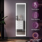 Full Length Dressing Mirror with LED Light Floor Standing Wall Mount For Bedroom
