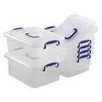 Leendines 8 Liter Clear Storage Box, Plastic Boxes with Lids Set of 6