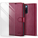 OCASE Samsung Galaxy S20 FE Case,PU Leather S20 FE Phone case [TPU Inner Shell][RFID Blocking][Card Holder] Flip Wallet Cover Compatible with Samsung Galaxy S20FE 6.5"-Burgundy