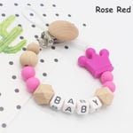 1pc Pacifier Chain Baby Teething Silicone Crown Rose Red