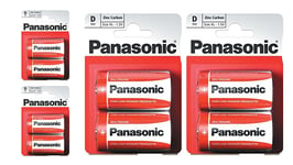 8 x Panasonic D Size Zinc Carbon Batteries LR20, MN1300, Mono, 13G, R20P, 1250