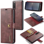 DG.MING Sony Xperia 10 V Plånboksfodral med avtagbart skal, Red