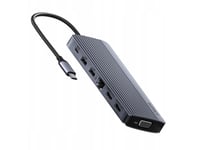 Anker Usb-C Hub (14-I-1) Triple Ekranas 1 X Vga 2 X Hdmi 1 X Ethernet 1 X Usb-C Pd-In (100W) 1 X Usb-C 1 X Usb-A 1 X Micro Sd 1 X Audio Pilka