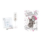 Me To You Tatty Teddy 21st Birthday Gift Set with Champagne Flute, White, 3 Count (Pack of 1) 21st Birthday Card with 3D Effect,Mixed,Size:6x9,ALM93028