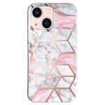 Marmormotiv iPhone 13 skal - Rosa / Vit Marmor Rosa