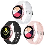 Vobafe Pack 3 Strap Compatible with Samsung Galaxy Watch 4 Strap, Soft Silicone Replacement Wristband for Galaxy Watch Active/Active 2 (44mm/40mm)/Watch 3 41mm/Gear Sport, L, Black/White/Sand Pink