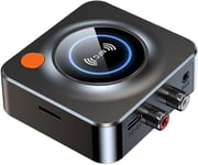 NÖRDIC Bluetooth 5.1-modtager, med NFC, TF-kortslot, 3,5 mm AUX/RCA, Trådløs adapter, lav latenstid til stereoanlæg til streaming af musik til hjemmet