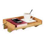Relaxdays Étagère de lit, mini-table de chevet à clipser, en bambou, peu encombrante, emplacements pour câbles, étagère BT 33x24 cm, naturelle