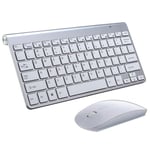 USB External Notebook Desktop Computer Universal Mini Wireless Keyboard Mouse, Style:Keyboard and Mouse Set(Silver)