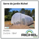 Richel - Serre de jardin pied droit 3x6m (18m2) 2 portes battantes fabrication francaise