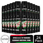 Lynx XL Africa Body Spray 48H Fresh Mandarin & Sandalwood Scent Deo, 24x200ml