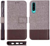 Portefeuille Coque Pour Huawei P30 Smartphone Pu Cuir Flip Magnétique Housse Avec Carte Fentes Et Stand Fonction Style De Toile De Lin Marron