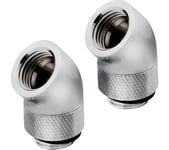 CORSAIR Hydro X Series XF 45° Rotary Fitting Adapter - G1/4", Chrome, Pack of 2, Silver/Grey