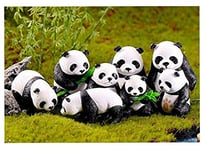 8 Pièces Miniatures Jardin Ornement Animaux Mignon Panda Mini Figurine Féérique Ornements Décoratif Résine DIY Accessoires Kit pour Fée Jardin Décor Maison de Poupée Extérieur Bonsaï Décoration Maison