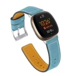 Tencloud Straps Compatible with Fitbit Versa 3 Strap, Replacement Leather Band Wristband for Fitbit Sense/Versa 3 Smartwatch Women Men (Blue)