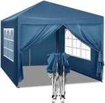 Rootz Gazebo Pop-Up-tält - Vattentät pagod - Solskydd - UV-skydd - Regnbeständigt - Enkel installation - 3m x 3m Blå