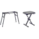Stagg MXS-A1 Adjustable and Heavy Duty Foldable Mixer, Keyboard Stand, Black & KEB-A10 Adjustable Keyboard Stool Bench