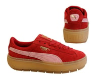 Puma Platform Trace Cleated Red Lace Up Suede Womens Trainers 365830 09 Y46B