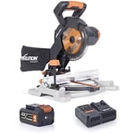 Evolution Power Tools R185CMS-Li Cordless Compound Mitre Saw with Battery, Charger and Mitre Stand Bundle