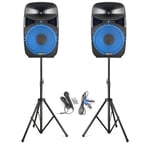 VONYX VPS122A 12 Inch Active Bluetooth Disco Speakers DJ PA System 800W with Stands