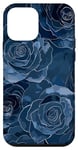 Coque pour iPhone 12 mini Bleu marine et fleurs de roses