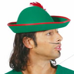 Green Felt Robin Hood Peter Pan One Size Hat with Red Feather Fancy Dress Item