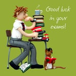 Good Luck in Your Exams Card - Male One Lump Or Two