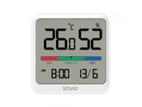 Temperature And Humidity Sensor, For Indoor Use, Lcd Screen, Clock, Date, Holder With Magnet, Ct-01/W White
