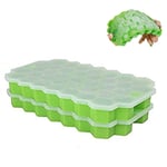 Silicone Ice Cube Tray with Lid, BPA Free, Easy Release Ice Tray Molds, FDA Food Grade Ice Maker, 37 per Tray (2 Pack)