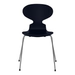 Fritz Hansen - Myran 3101 lackad bokfanér stålstativ silvergrå midnight blue - Matstolar - Arne Jacobsen - Blå - Metall/Trä