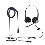 Wired Phone Headset with Noise CanceLling Mic RJ9 Telephone Headset Two Ears with Mic for Panasonic Grandstream GXP Yealink T19P T20P T21P T22P T26P T28P T23G T29G T32 T41S T42S T46S，HTEK IP Phones