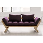 Inside75 Banquette méridienne style scandinave futon violet BEBOP couchage 75*200cm