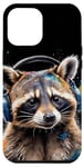 iPhone 12 Pro Max Raccoon Headphones Music Colorful Animal Art Print Graphic Case