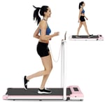 2-In-1 Folding Treadmill with Handrest Under Desk Walking Pad for Home&Office(Pink)