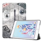 iPad Mini (2019) tri-fold leather case - Eiffel Tower and Map