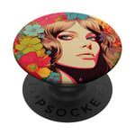 Femme Années 70 Design Art Rétro-Nostalgie Culture Pop PopSockets PopGrip Interchangeable