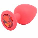 Butt Plug Anal Sex Toys Couples Large Red Jewelled Silicone 3.5 Inches
